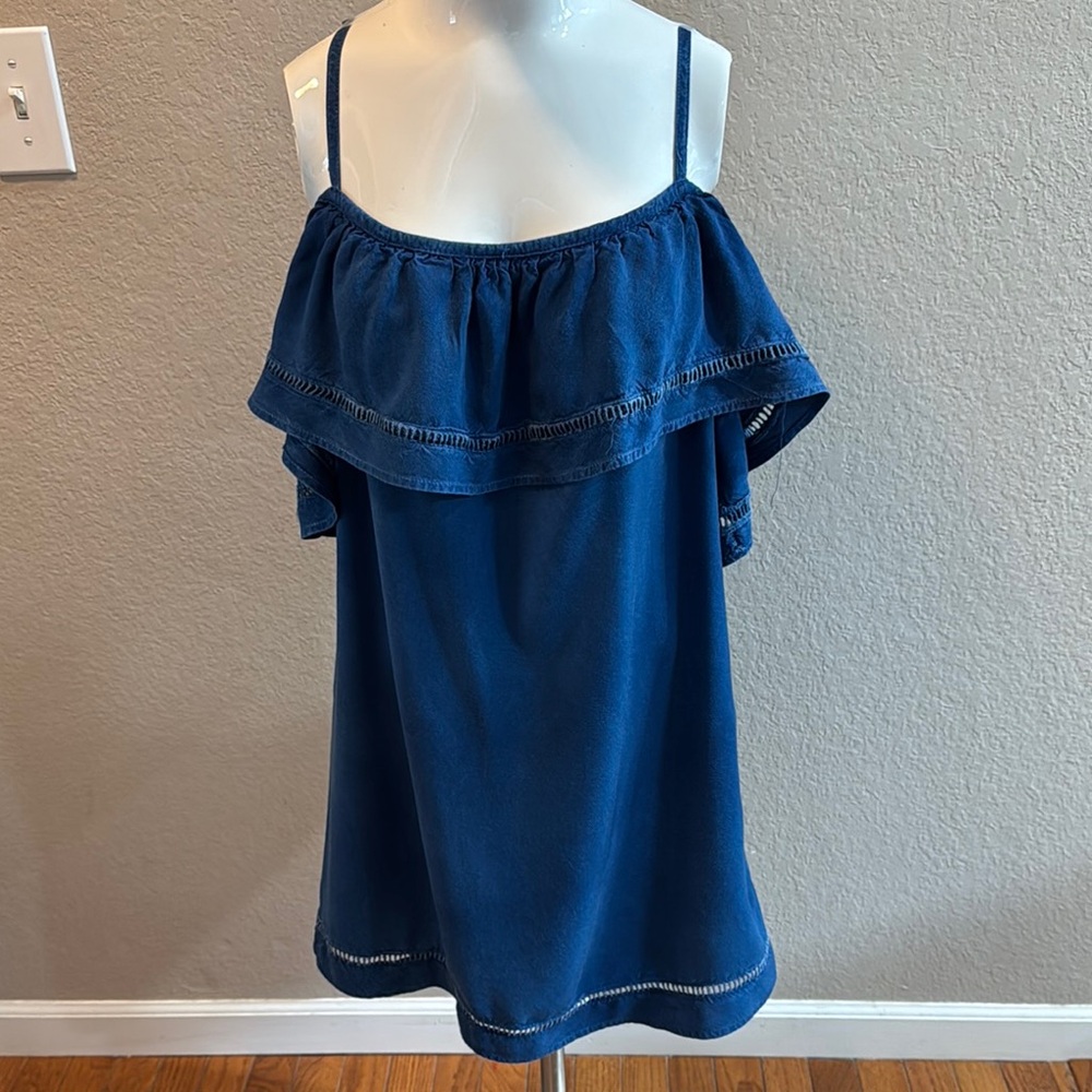 Style‎ Envy Blue Ruffled Sleeveless mini dress size large